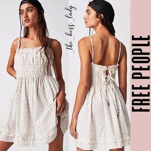 Free People mini dress Medium ruffle pleated cotton